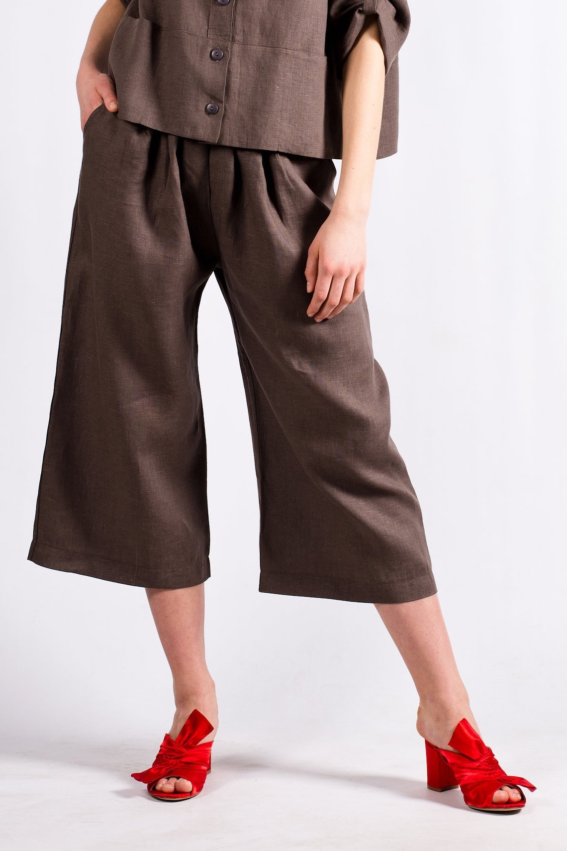 Brown linen pants Linen pants Womens linen trousers Wide Etsy