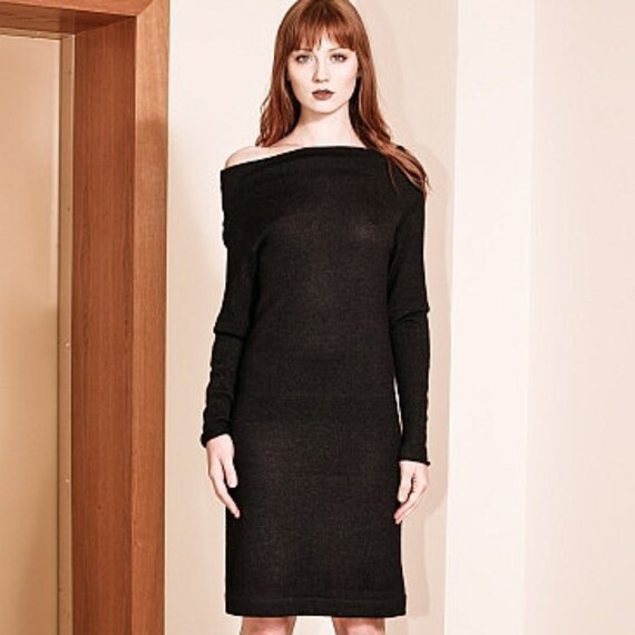 black off the shoulder jumper dress