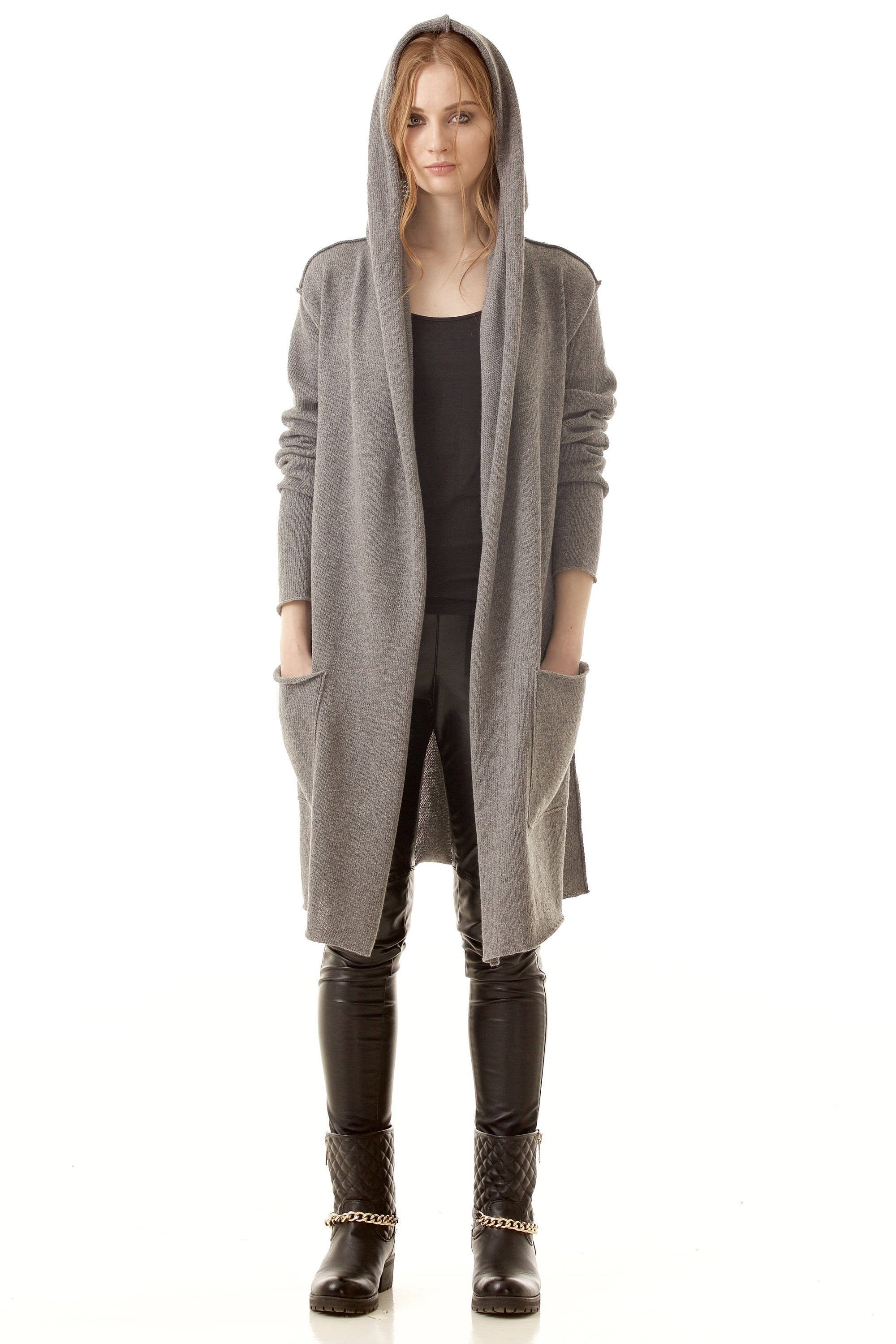 Cashmere Sweater Women Gray Cashmere Cardigan Woman Wrap Wool Knit ...