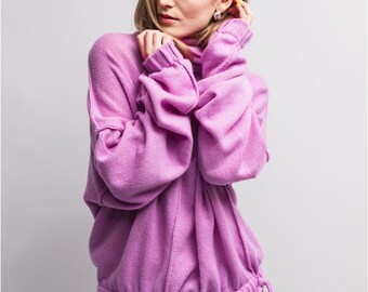 Purple Oversize Sweater - M size - Cashmere Wool Turtleneck Sweater: Lavender Oversized Knit Jumper
