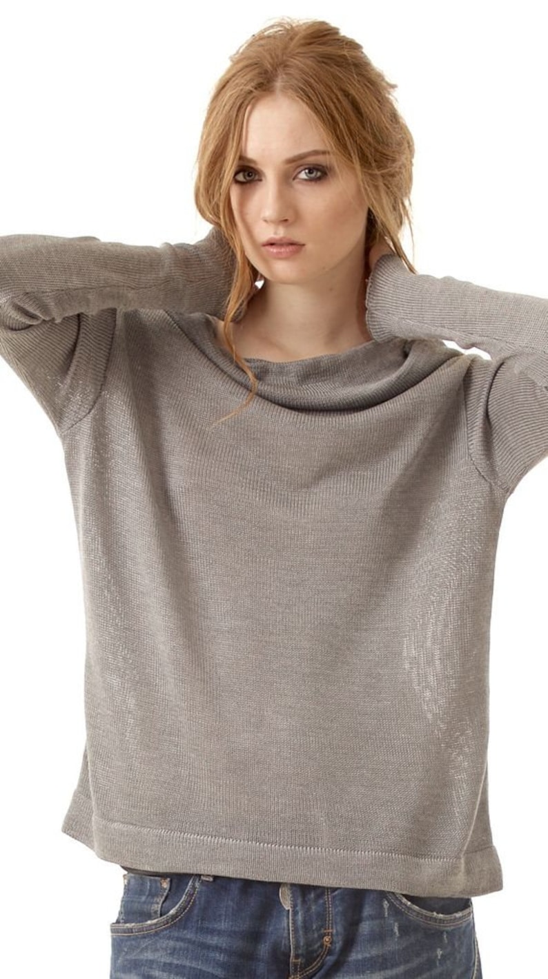 Cowl neck sweater off the shoulder jumper grey cashmere Etsy