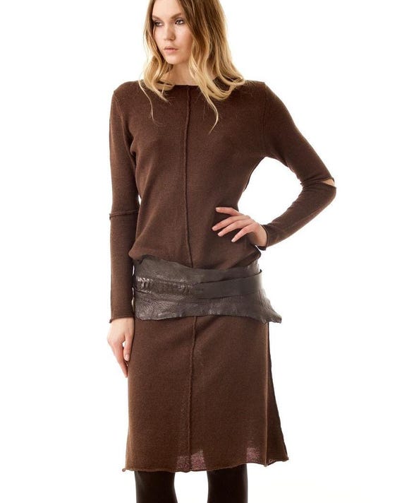 chinese dress ladies HOTOUCH Womens O Neck Fall Sweater Dress 2024 Long Sleeve Tie Waist Casual  Bodycon Knit Sweater Mini Dress Apricot S at Amazon Women's Clothing store main image 1