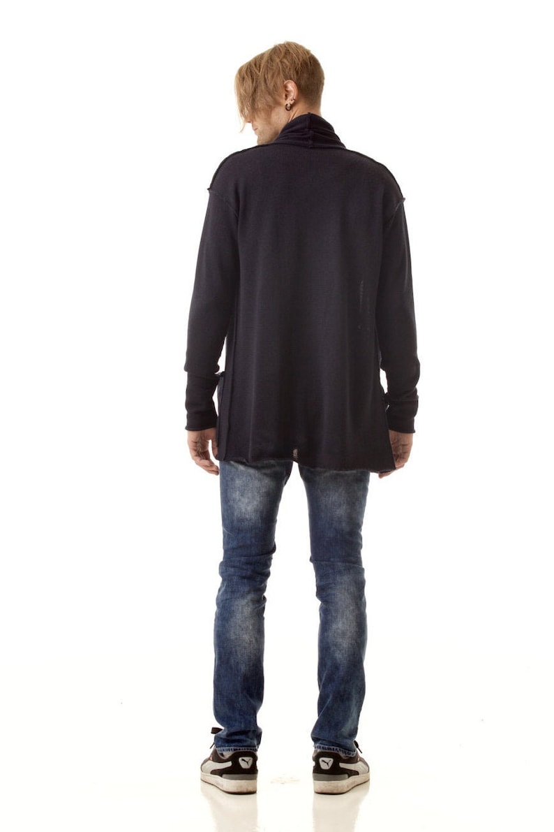 Shawl Cardigan Men Black Knit Mens Sweater Shawl Collar Etsy