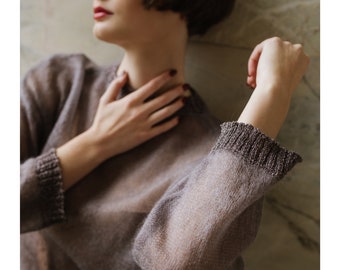 sheer sweater, mohair sweater, see-through top, knit jumper, womens pullover, transparent sweater, gifts for her, valentines gift for her