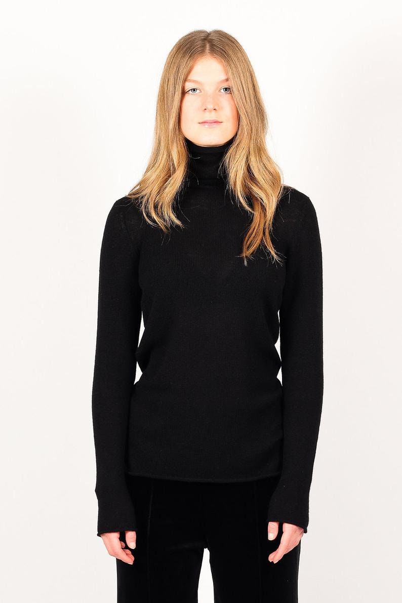 Black cashmere turtle neck, 100% cashmere sweater, Turtleneck sweater, Cashmere sweater, Wool roll neck women, Cashmere pullover, image 9