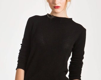 Cashmere Sweater, 100 Cashmere Jumper, Wool Pullover, Black Pure Wool Sweater, Classic Light Knitted Summer Jumper