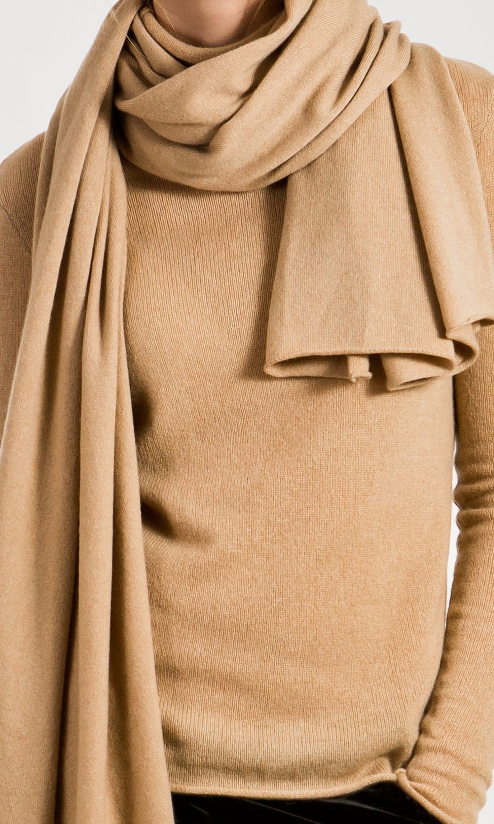 CASHMERE Scarf, Cashmere TRAVEL WRAP, Camel Cashmere Shawl, Beige Long
