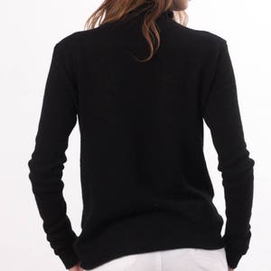 black cashmere turtle neck, 100% cashmere sweater, Turtleneck sweater, Cashmere jumper women, Cashmere pullover, Long roll neck sweater image 3