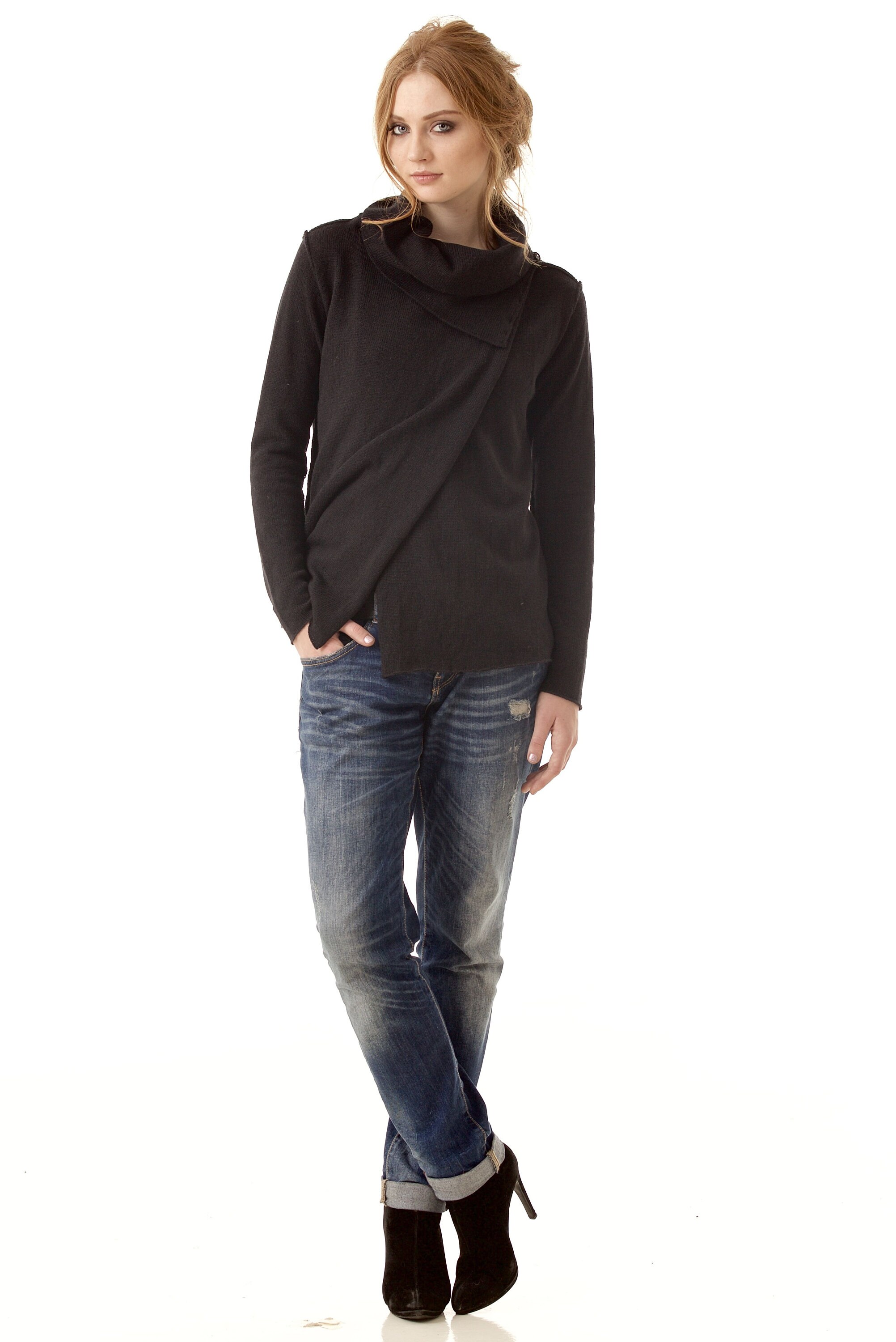 Black Alpaca Cardigan Wrap Cardigan 
