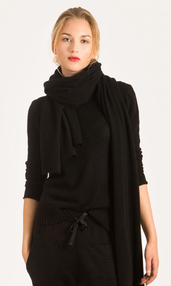 Ladies black cashmere scarf deals