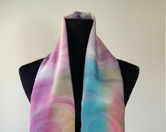 Handpainted silk scarf in multicolour made in Shibori tecnic