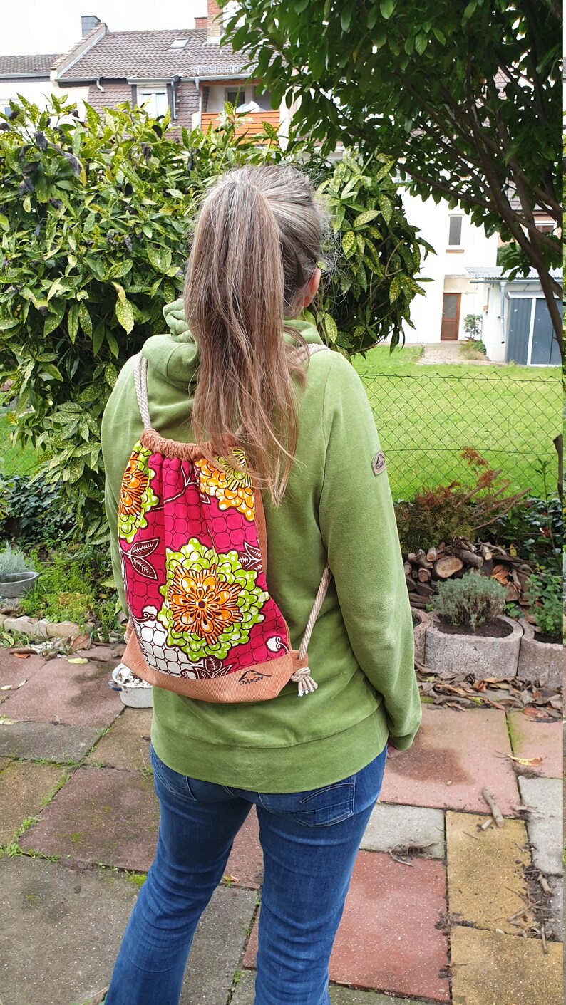 Turnbeutel Hipsterbeutel Rucksack Afrika meets Cord Bild 6