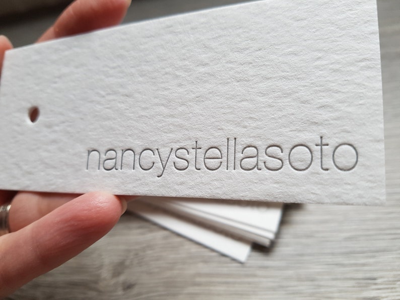 300 Custom letterpress large hang tags hole punching, die cutting letterpress tags custom ink color image 1