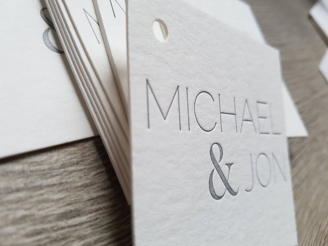 500 Custom Letterpress Hang Tags Square Letterpress Tags Hole Punching