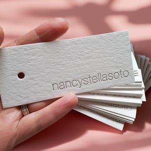 300 Custom letterpress large hang tags; hole punching, die cutting; letterpress tags custom ink color