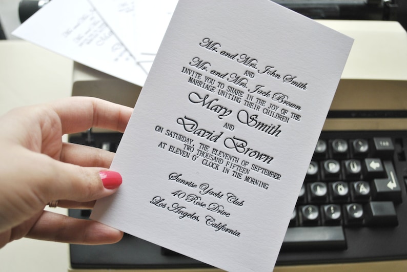 Custom letterpress wedding invitations letterpress RSVP cards, letterpress save the date cards image 2