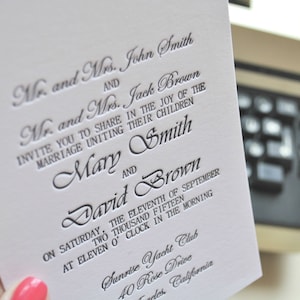 Custom letterpress wedding invitations letterpress RSVP cards, letterpress save the date cards image 1