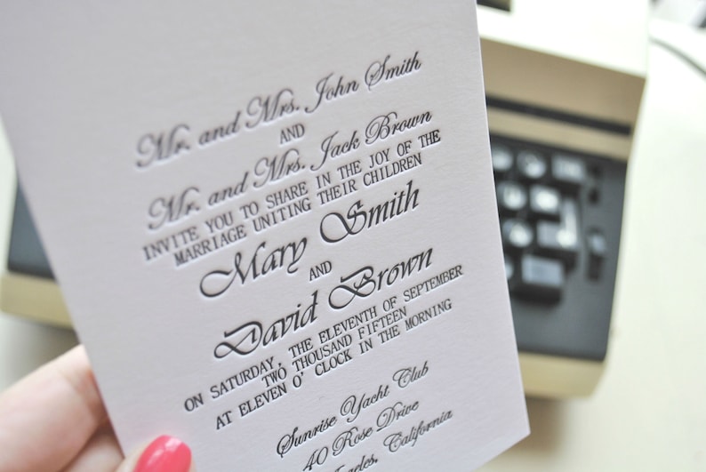 Custom letterpress wedding invitations letterpress RSVP cards, letterpress save the date cards image 1