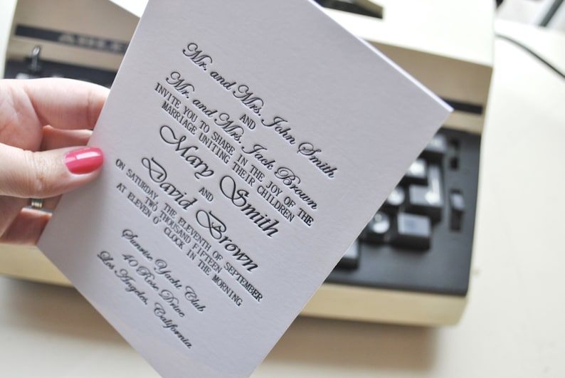 Custom letterpress wedding invitations letterpress RSVP cards, letterpress save the date cards image 4