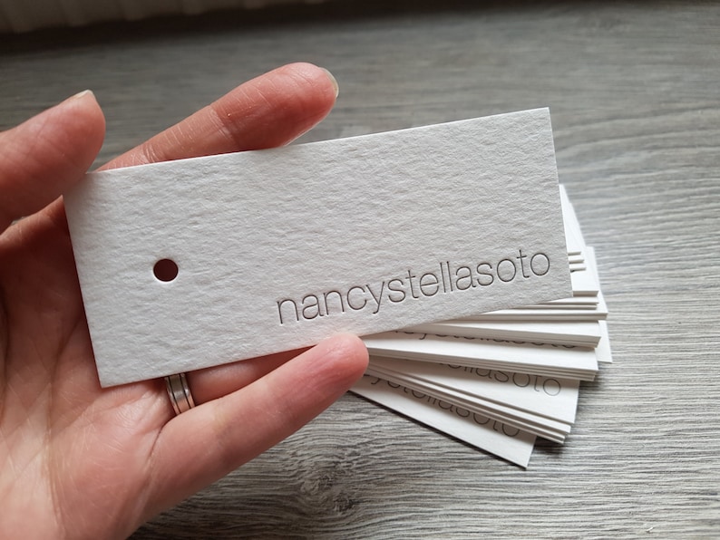 300 Custom letterpress large hang tags hole punching, die cutting letterpress tags custom ink color image 3