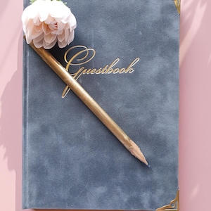 Classic Wedding Guest Book – A5 Handmade Hardcover with Foil & Optional Gold Corners