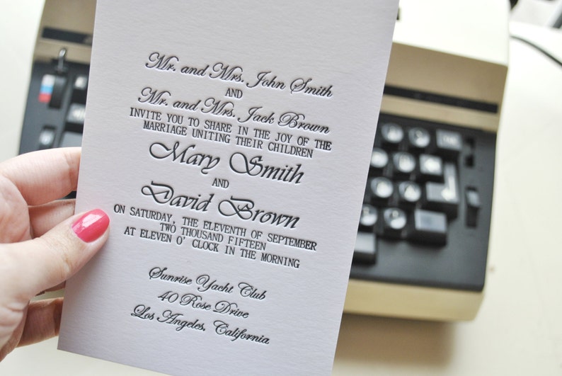 Custom letterpress wedding invitations letterpress RSVP cards, letterpress save the date cards image 3