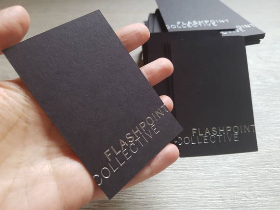 200 Custom Hot Foil Business Cards Black Card Stock Gold