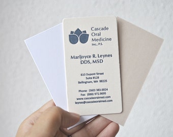 300 Letterpress business cards, letterpress calling cards, letterpress business stationery; one ink color, rounded corners, die cutting