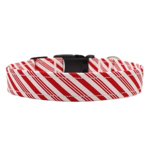 Candy Cane Dog Collar: Handmade Christmas Holiday Cotton Fabric