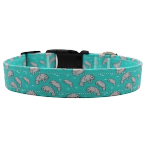 Manatees | Manatee Dog Collar | Beach | Ocean | Dog Collars | Ocean Dog Collar | Handmade | Custom | Adjustable Dog Collar