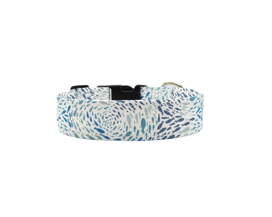 School of Fish Dog Collar off White Dog Collar Ocean Dog Collar Dog