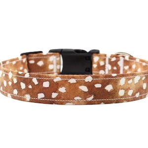 Fawn Print Dog Collar: Handmade Cotton Fabric, Adjustable