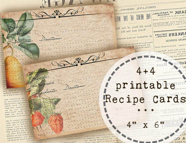8 Printable Recipe Cards Recipe Card Divider Vintage Recipe - Etsy.de