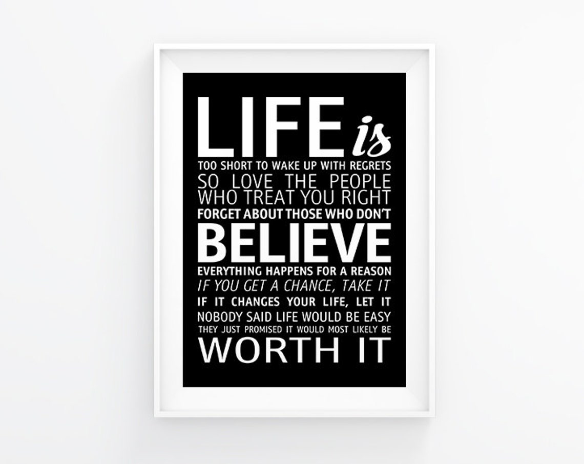 Life is worth it Motivational poster Printable poster Wall | Etsy