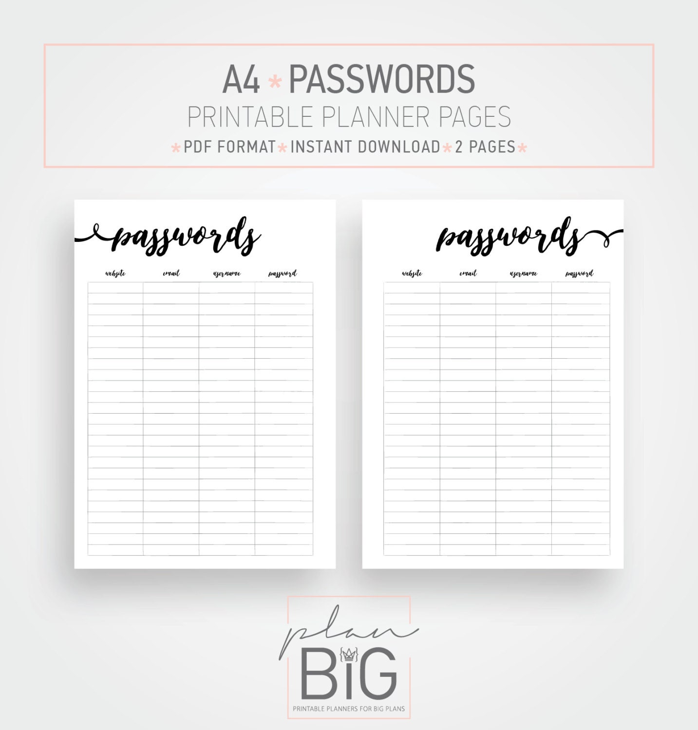 Printable planner internet pages, Pword log, Pword keeper, A4 Printable planner, Planner inserts, Pword inserts, Minimum planner picture relating to Password Log Printable named Printable planner web pages, Pword log, Pword keeper, A4 Printable planner, Planner inserts, Pword inserts, Lower planner