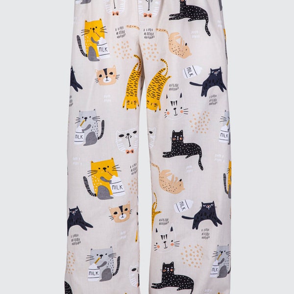 Womens cotton sleeping trouser pants CATS print