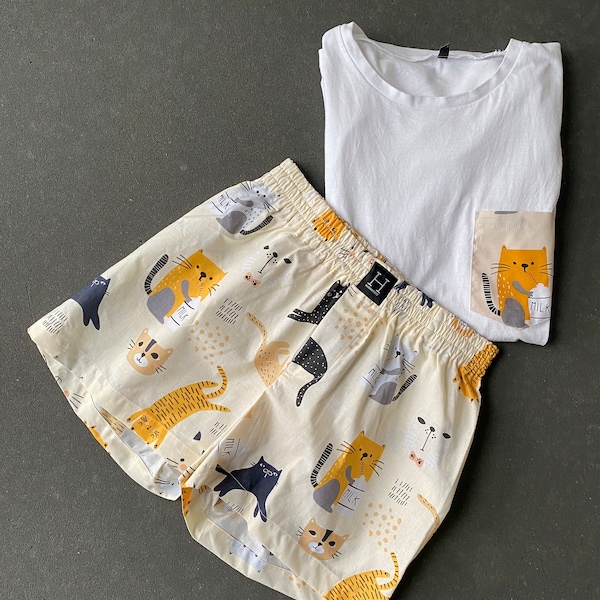 Ensemble pyjama en coton pour homme CAT shorts tshirt