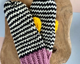 Manoplas de lana merino / guantes de punto de lana / manoplas boho / hecho a mano
