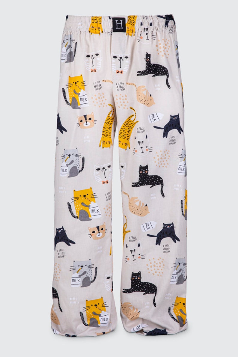 Men's cotton sleeping trouser pants CATS image 2