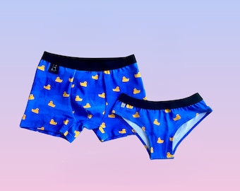 Couple matching brief SET underwear for him and her boxers pants Rubber duck