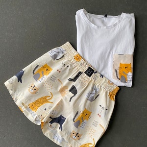 Cotton pajama set for women CAT shorts tshirt