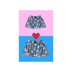 Matching Couple cotton sleeping shorts boxers DOGS  his hers