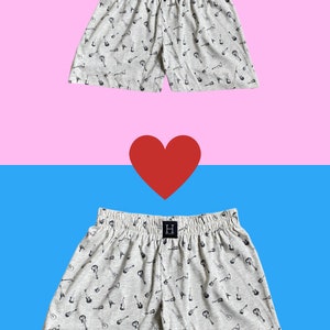 Matching Couple cotton sleeping shorts boxers GUITAR his hers zdjęcie 2