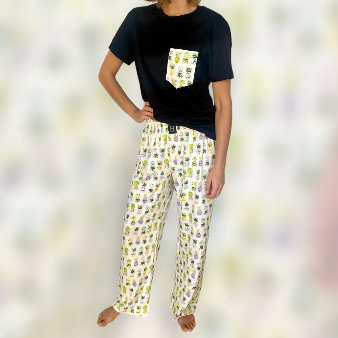 Cotton pajama set for women PINEAPPLE trousers tshirt