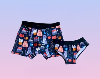 Conjunto de calzoncillos a juego para él y ella con pantalones boxers GATOS