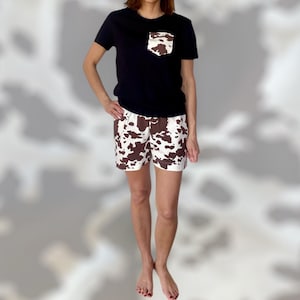 Cotton pajama set unisex COW shorts tshirt