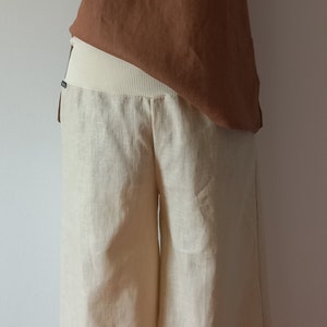 Pantalon large en lin gris