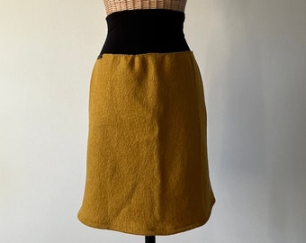 Skirt A-line walkloden skirt, wool skirt, walk skirt in curry