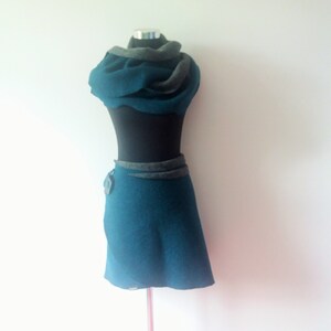 Wool skirt, walk skirt, hip warmer, shoulder warmer, kidney warmer, reversible skirt, wrap skirt in petrol gray image 1