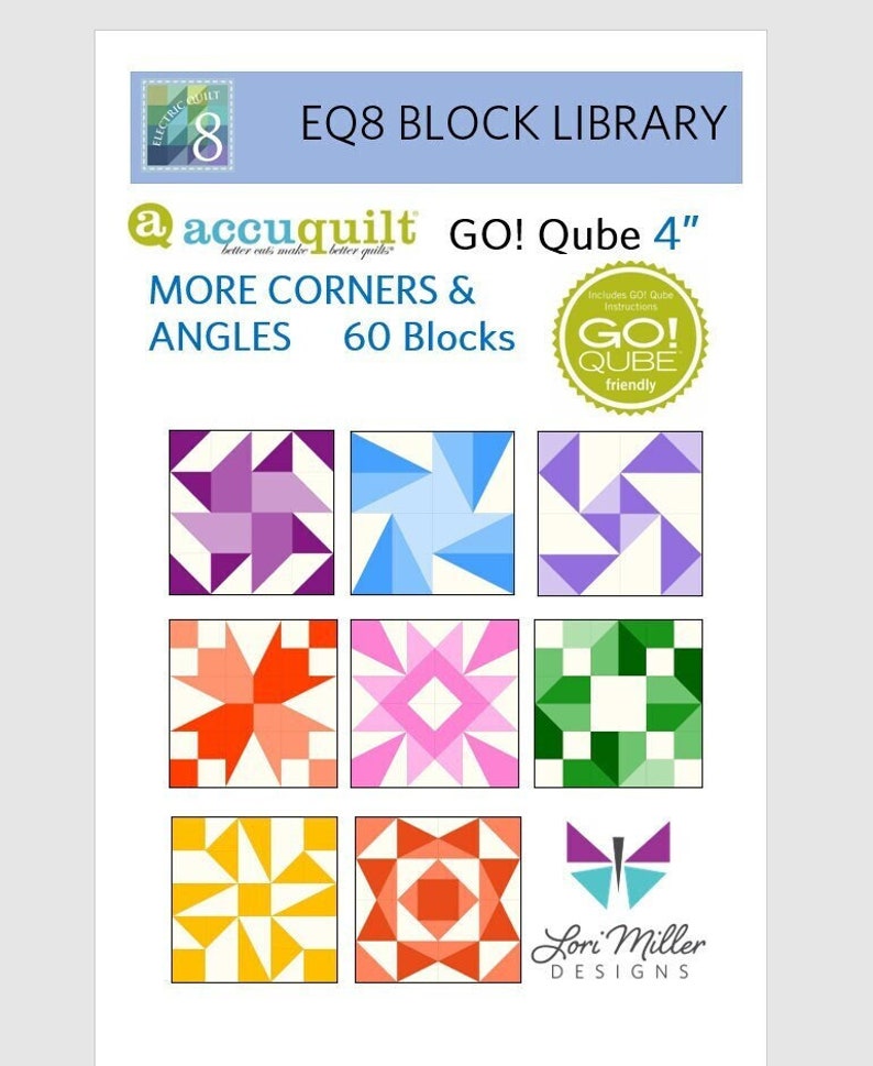 EQ8 BLK Library AccuQuilt 4 Qube MORE Corners and Angles image 1